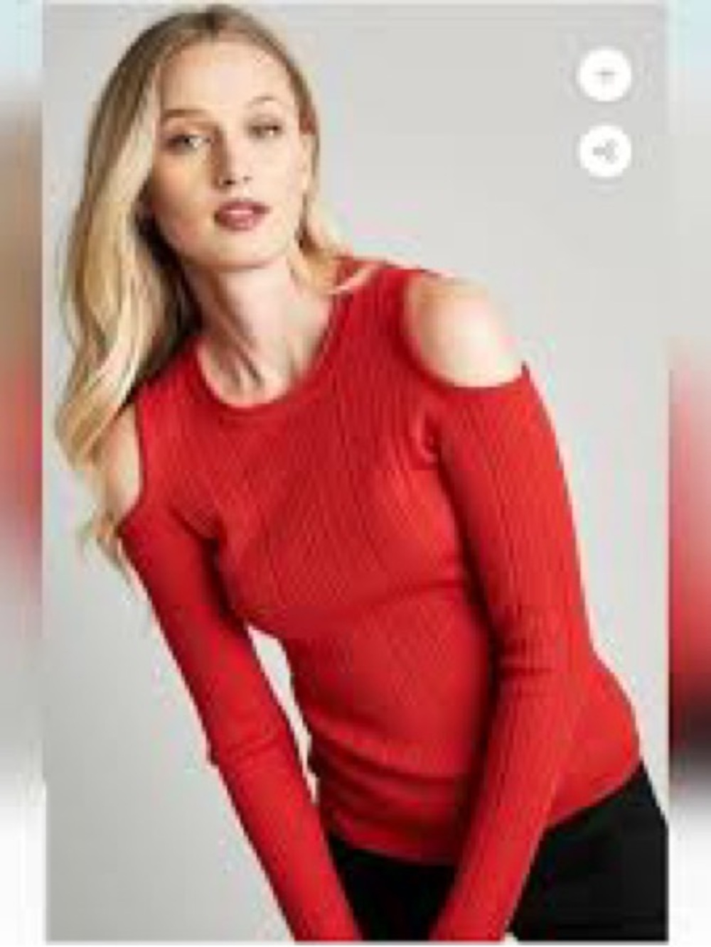 Elie Tahari Red Ribbed Cold-Shoulder Sweater
